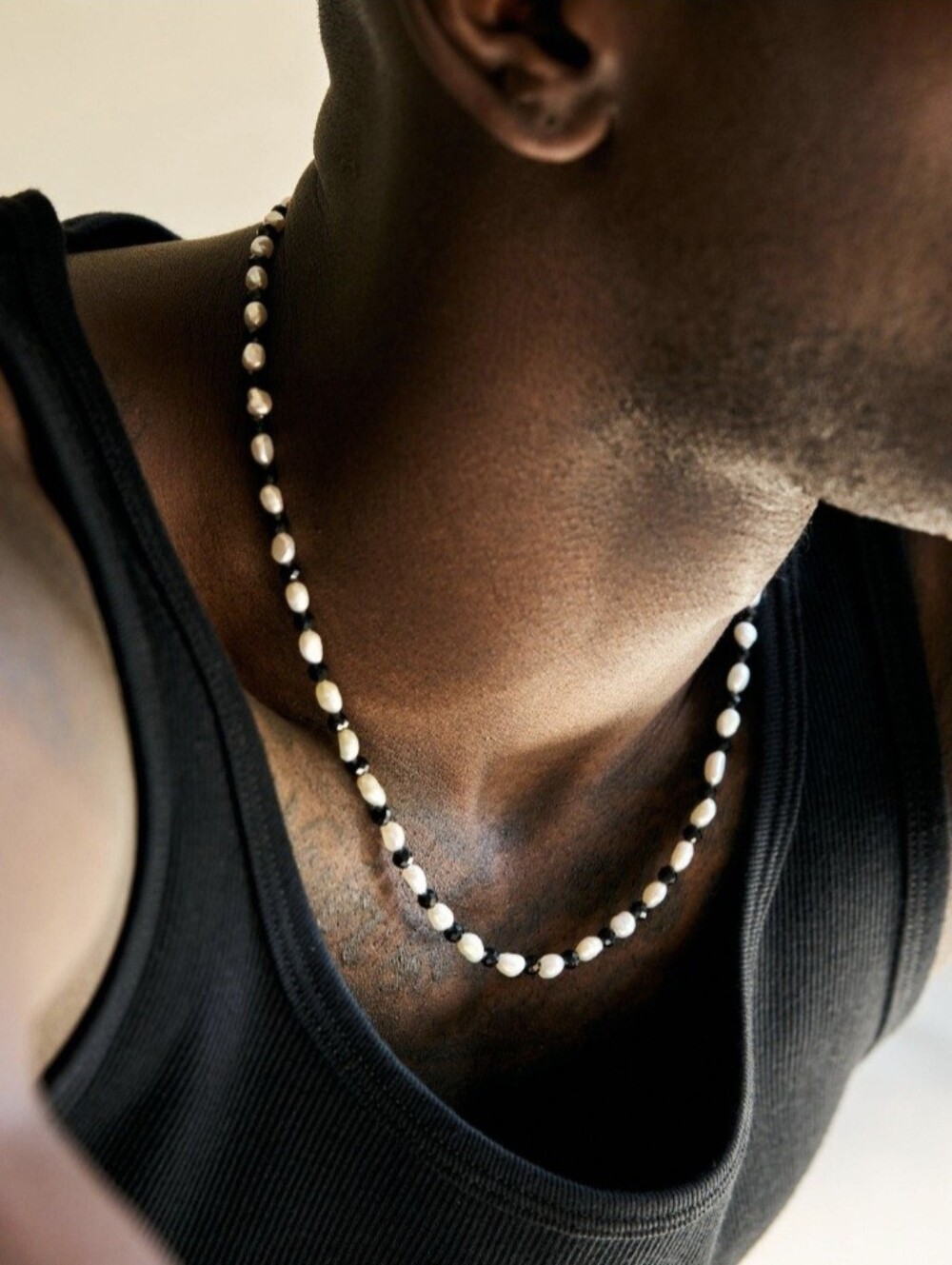 Men's Pearl 18K GP Necklace Celebrity Men's Designer Natural Pearls for Man